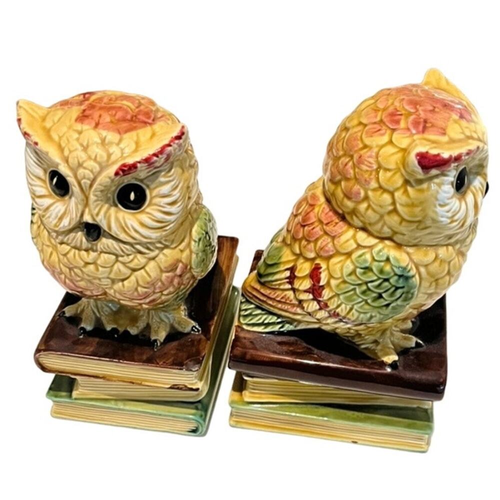 Pair of MCM Owls on Books Bookends - Made in Japan